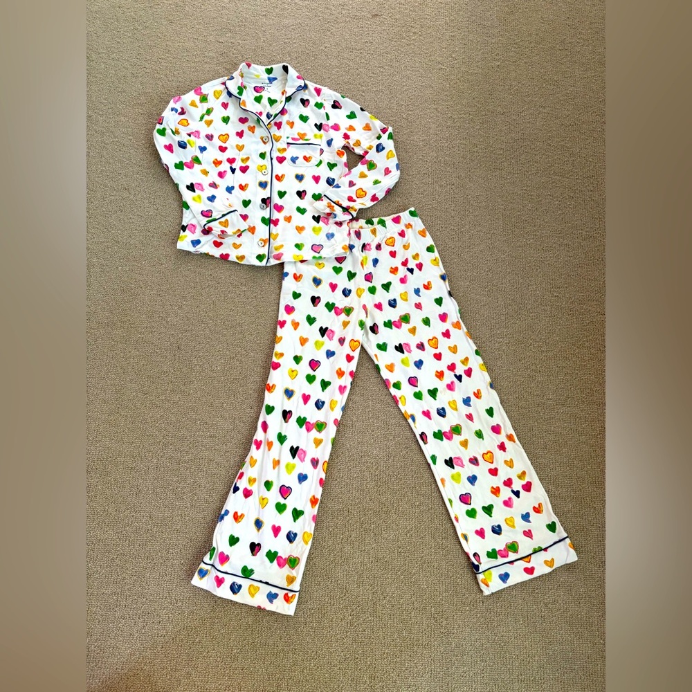 Roller Rabbit x Kerri Rosenthal Tiny Drops of Love Long Sleeve Polo PJ Size S